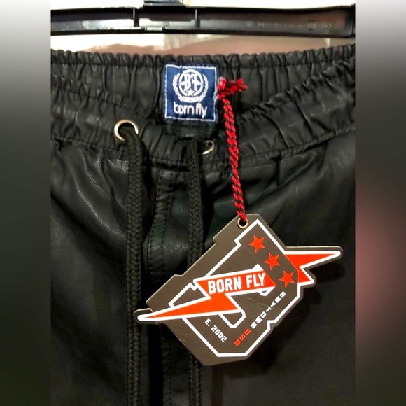 BORN FLY anytown usa black leather joggers/sweatpants/trousers sizeM NWT - Picture 8 of 10